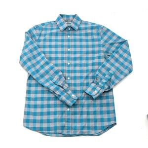 Old Navy The Signature Shirt Slim Fit Blue Plaid Button Check Men's Size Small